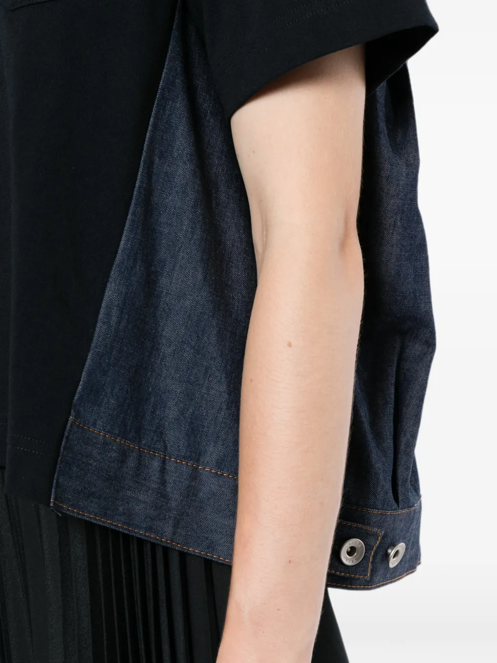 sacai Denim x katoenen T-shirt Blauw