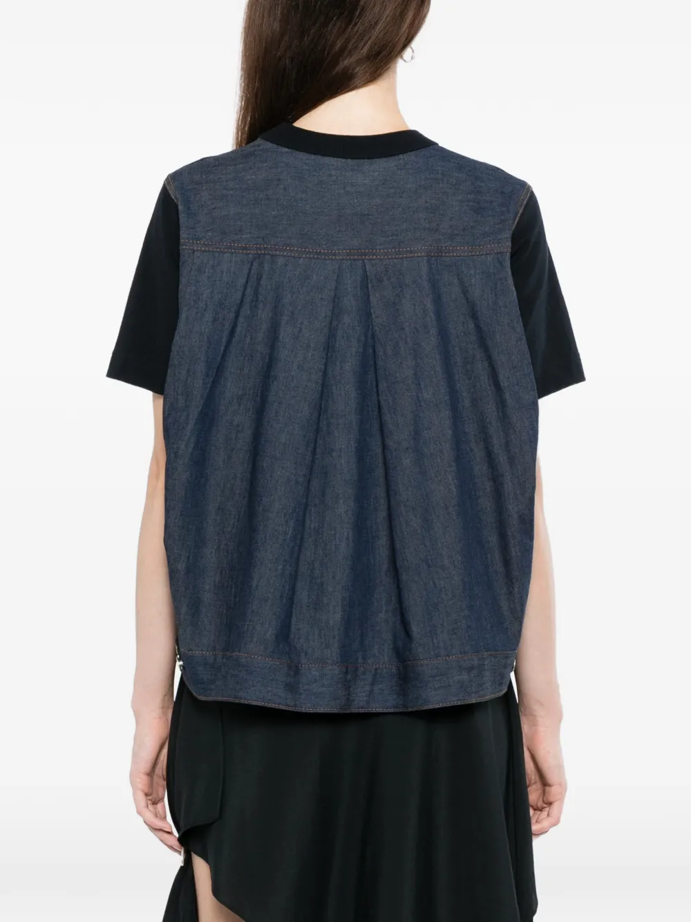 sacai Denim x katoenen T-shirt Blauw