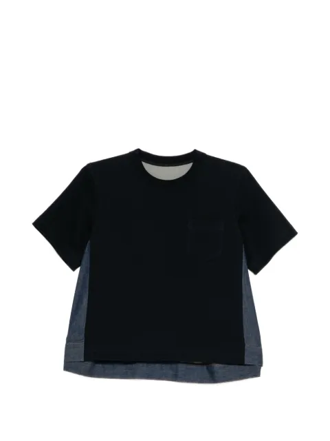 sacai denim x cotton T-shirt
