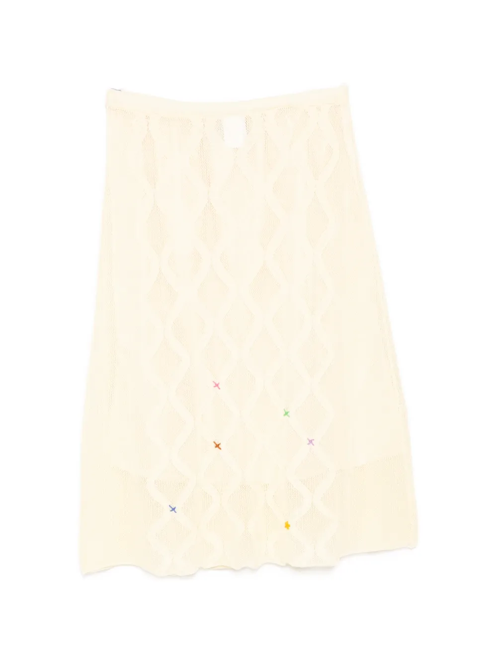 Yanyan Knits Lattice Midi Skirt In Yellow