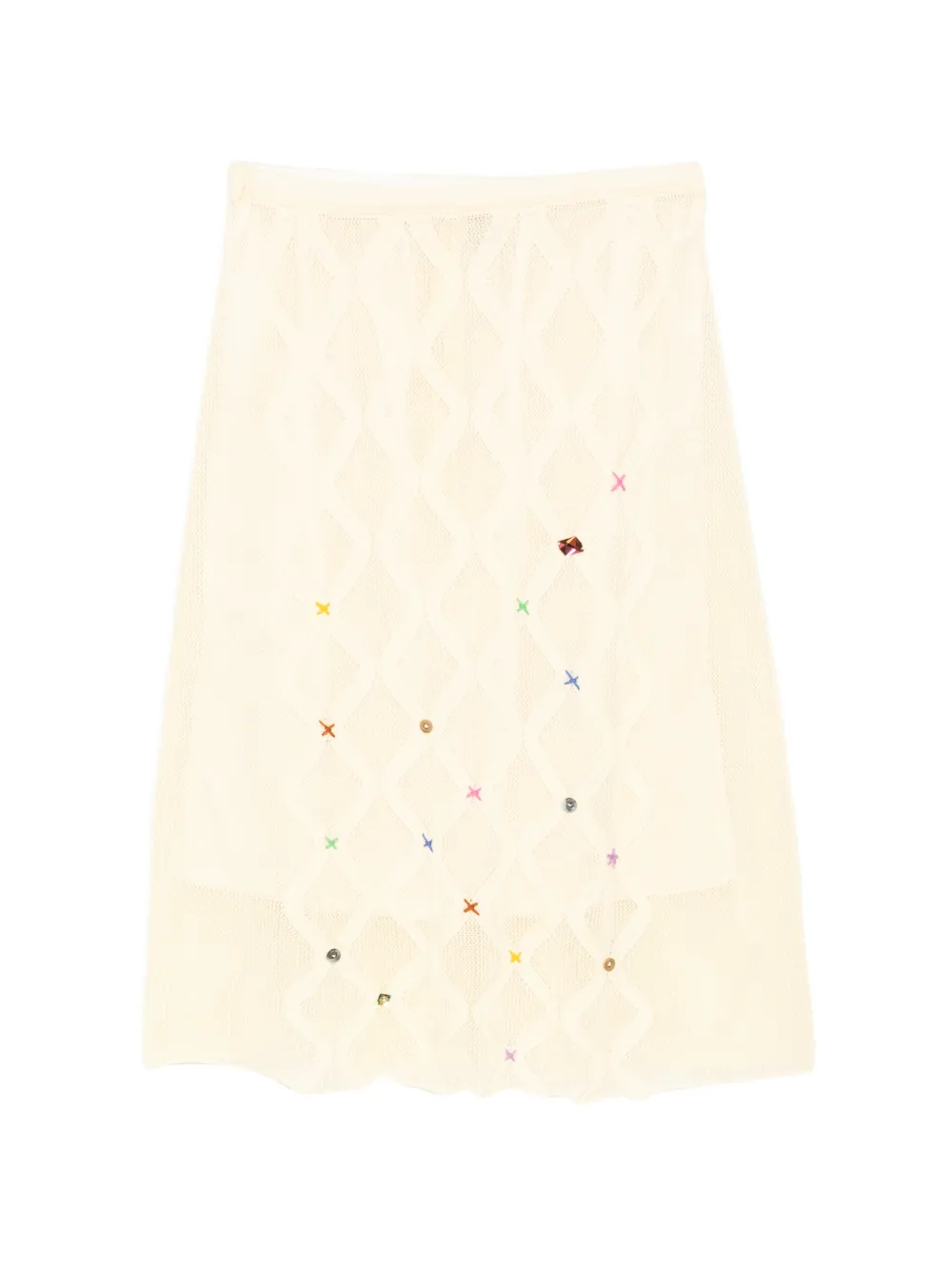 YANYAN KNITS Lattice midi skirt - Nude