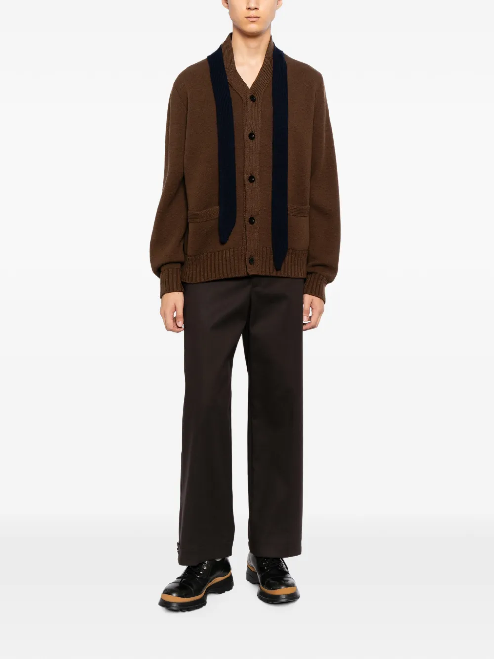 sacai Vest met knopen en sjaal-detail Bruin