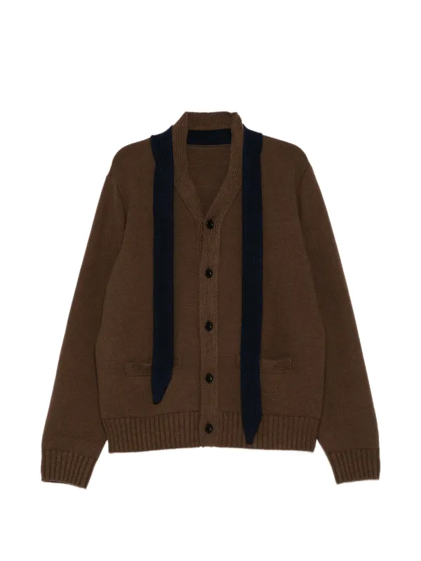 Sacai Wool Knit Cardigan | Brown | FARFETCH ID