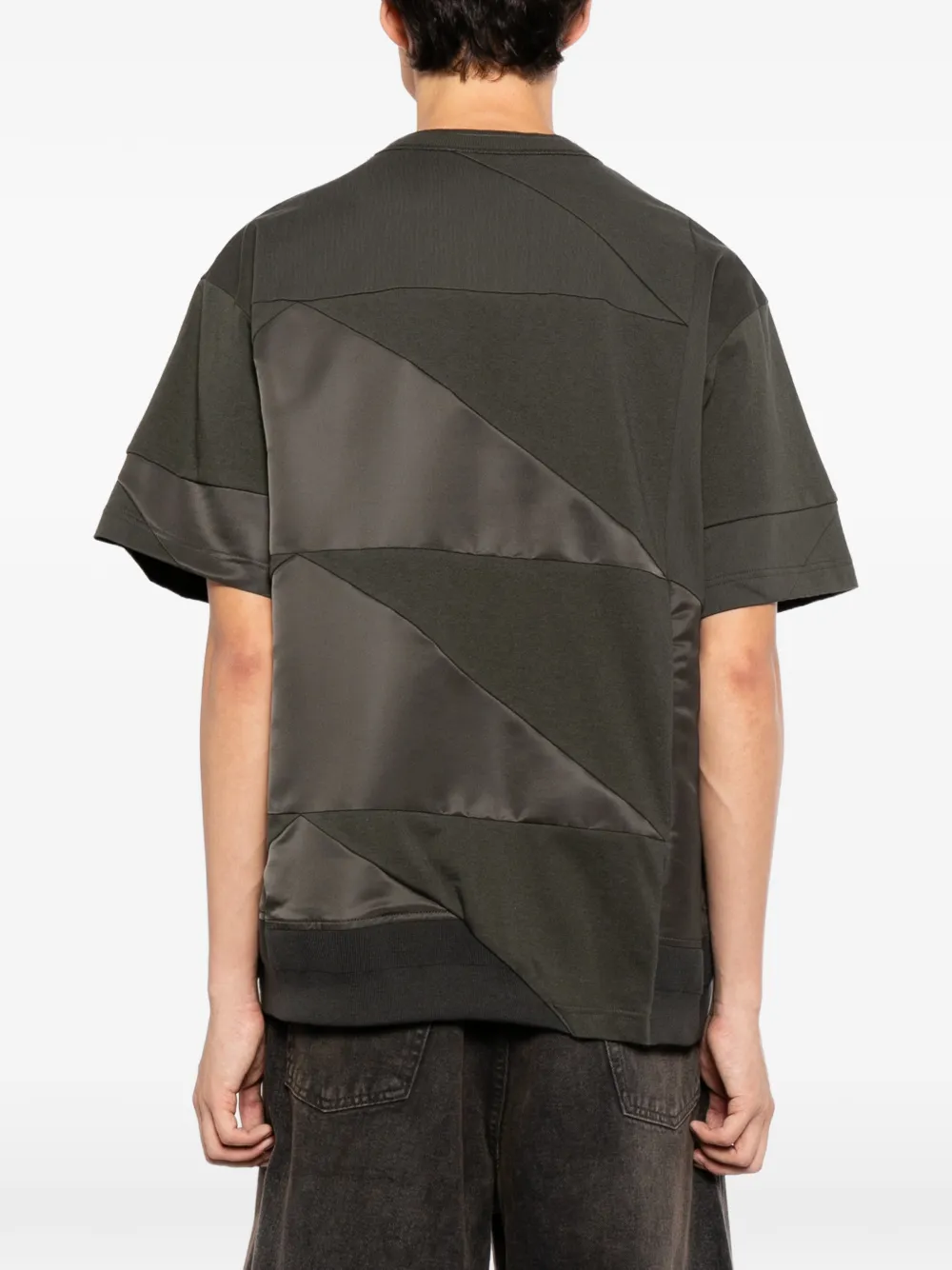 sacai T-shirt met katoenen patchwork Groen