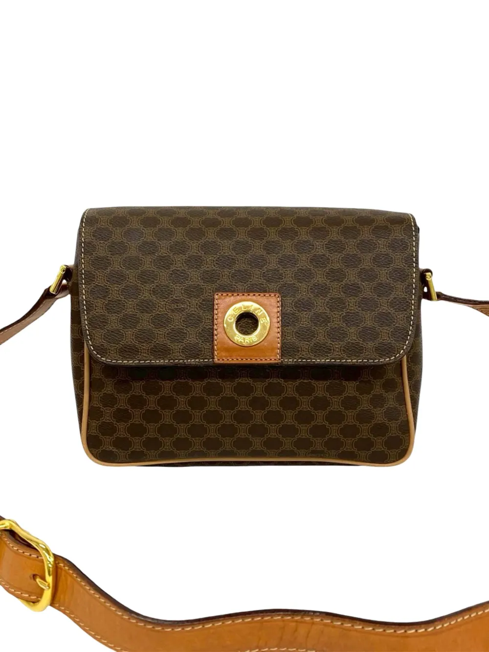 Celine Pre-Owned Borsa a tracolla in tela cerata Macadam 2011 - Marrone