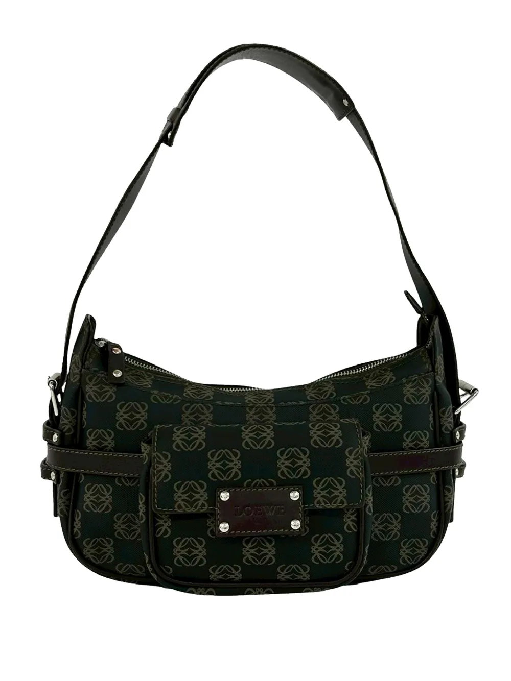 Loewe Pre-Owned Borsa a spalla Anagram in tela cerata 2010-2026 - Marrone