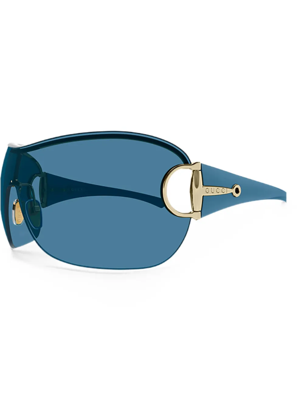 Gucci Eyewear Horsebit zonnebril met oversized montuur Blauw