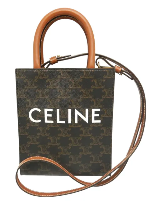 Celine Pre-Owned 2022 Mini Triomphe Coated Canvas Vertical Cabas satchel