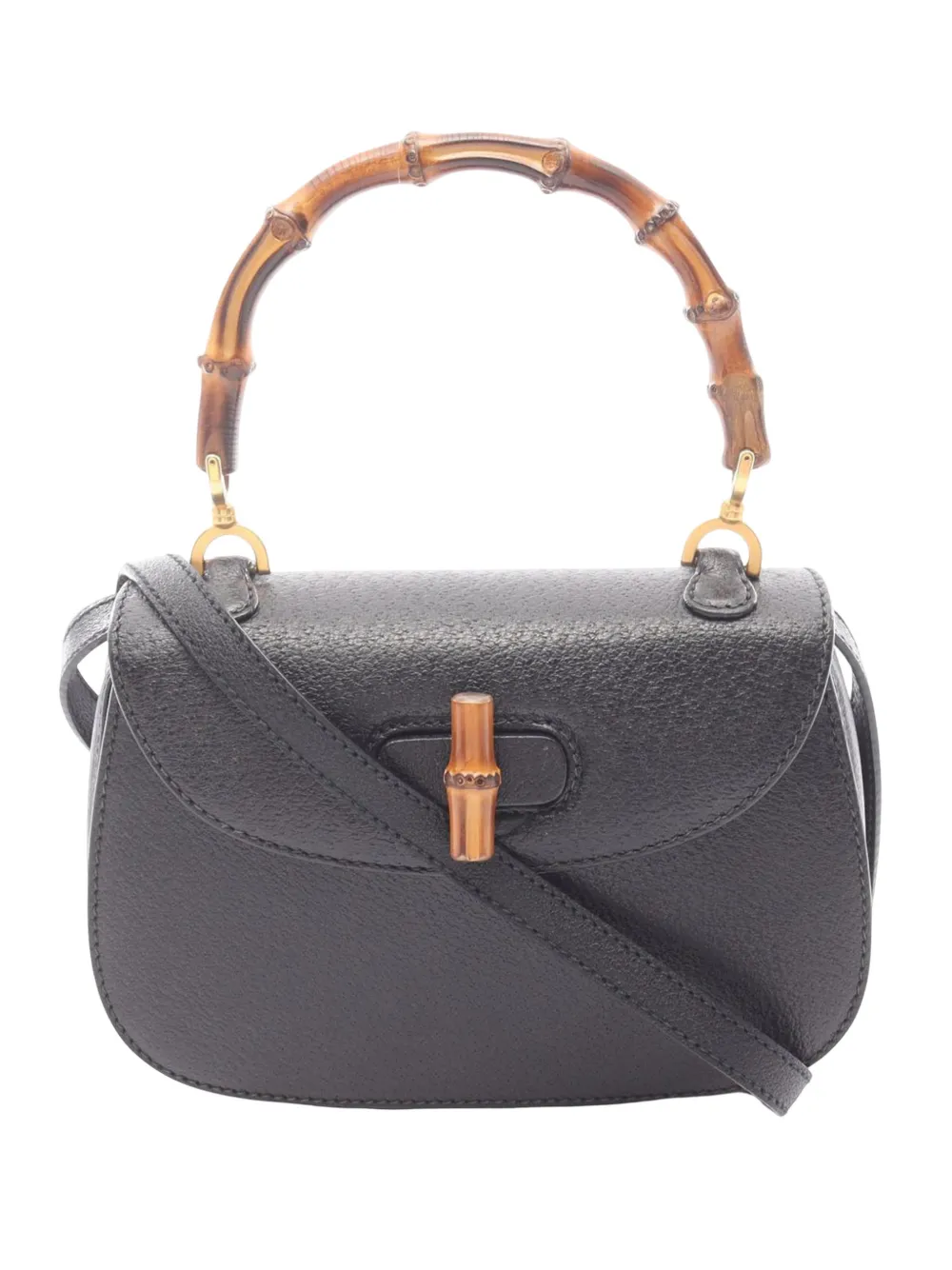 Gucci Pre-Owned Borsa a tracolla Night piccola in pelle di vitello e bambù XX secolo - Nero