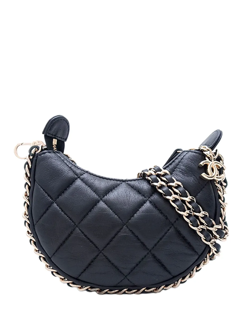 CHANEL Pre-Owned Borsa passepartout mini in pelle di agnello trapuntata con catena 2021-2026 - Nero