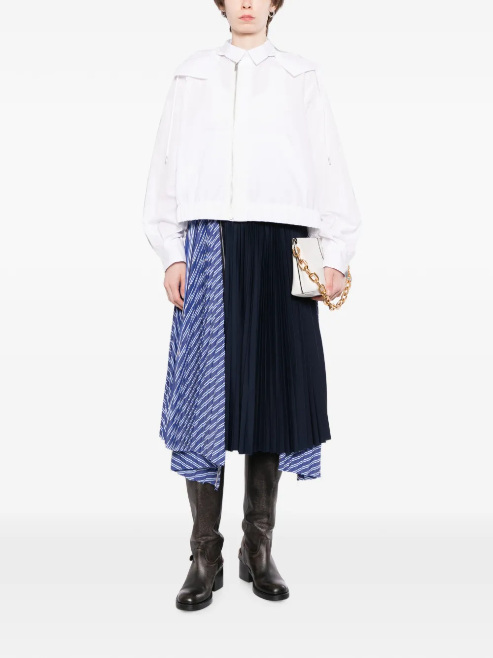sacai hooded panelled jacket Wit
