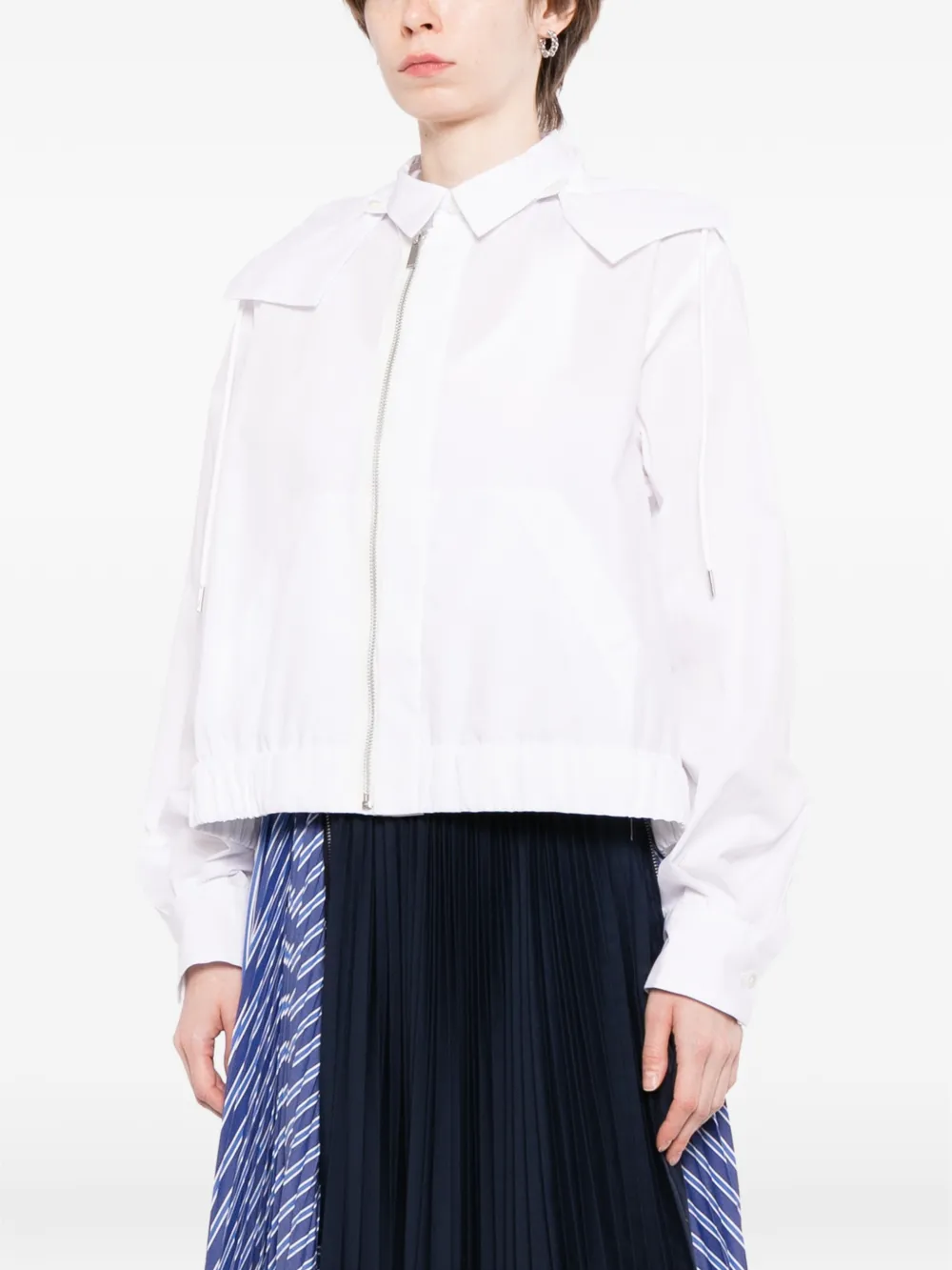 sacai hooded panelled jacket Wit