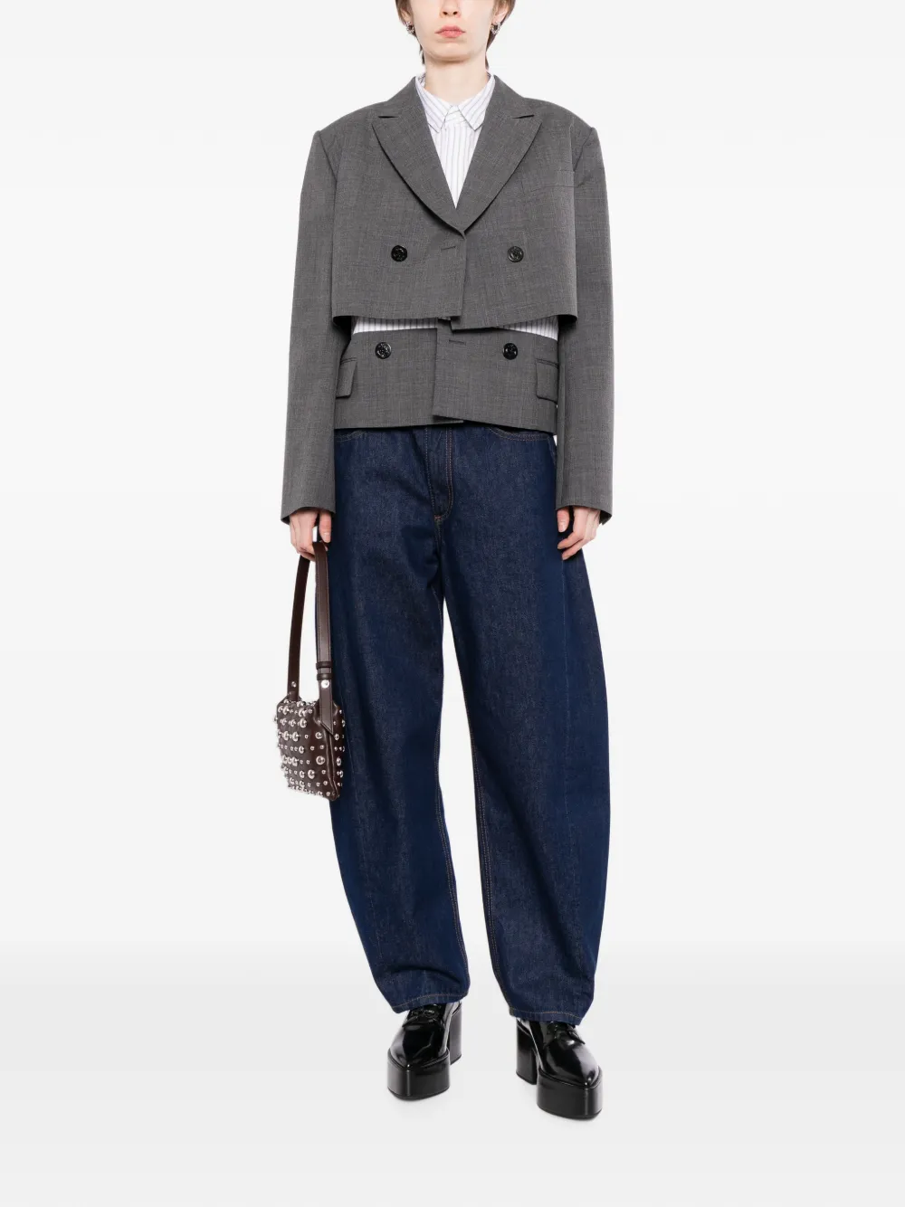 sacai Blazer met dubbele rij knopen Grijs