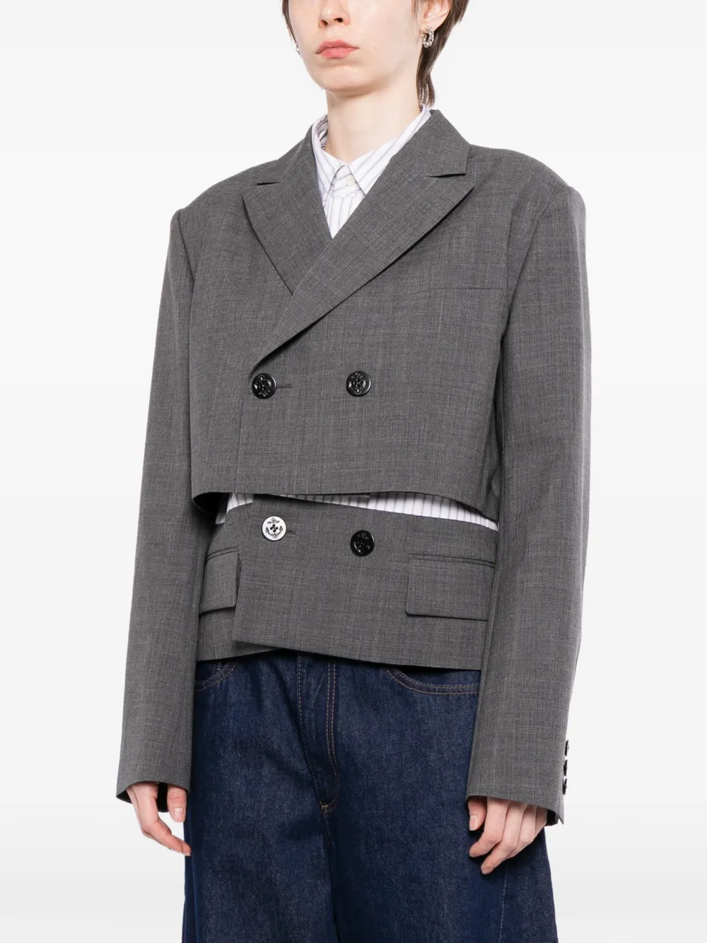 sacai Blazer met dubbele rij knopen Grijs