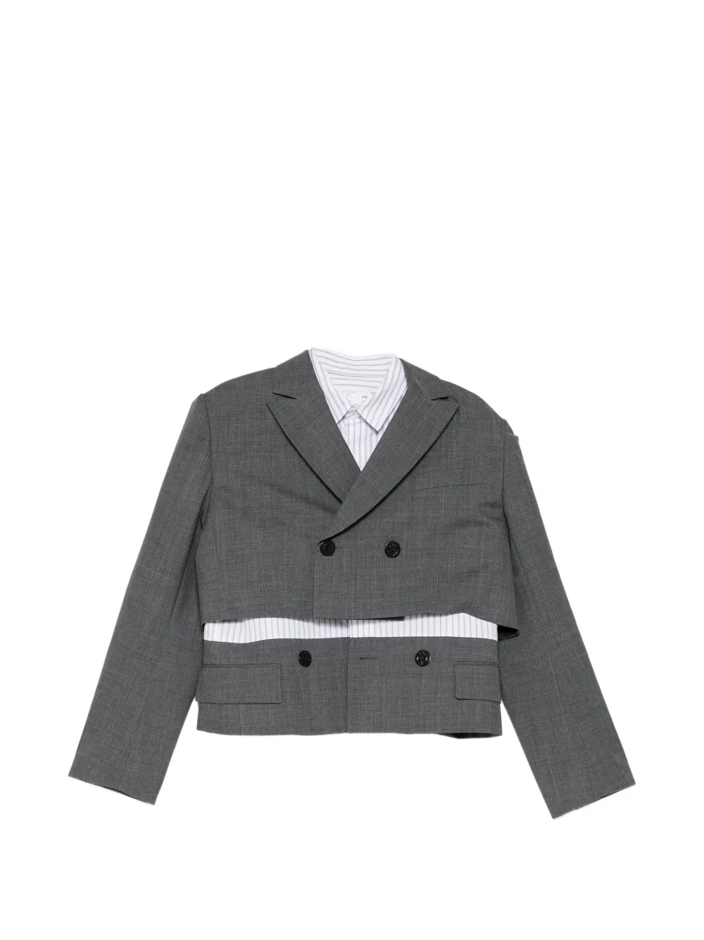 sacai Doppelreihiges Sakko im Layering-Look - Grau