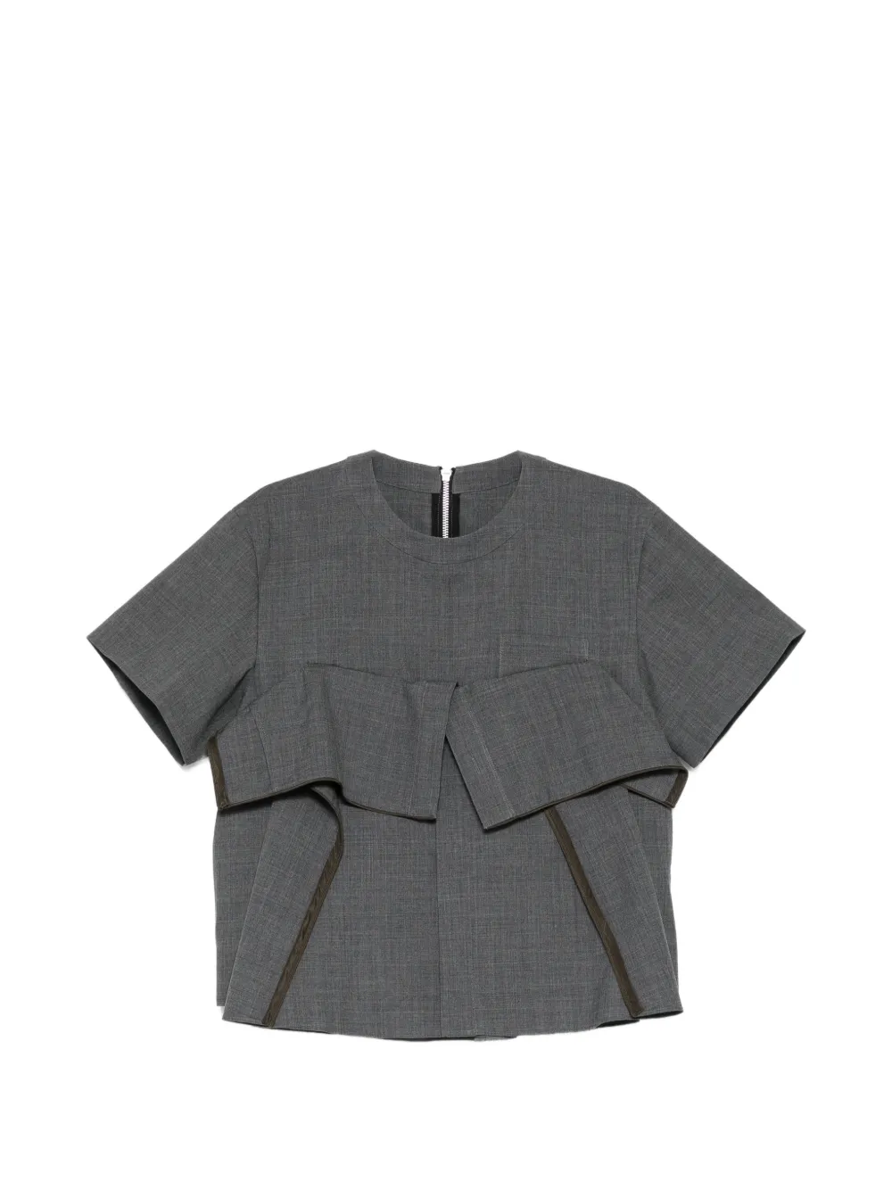Sacai ruffled short-sleeve top Grijs