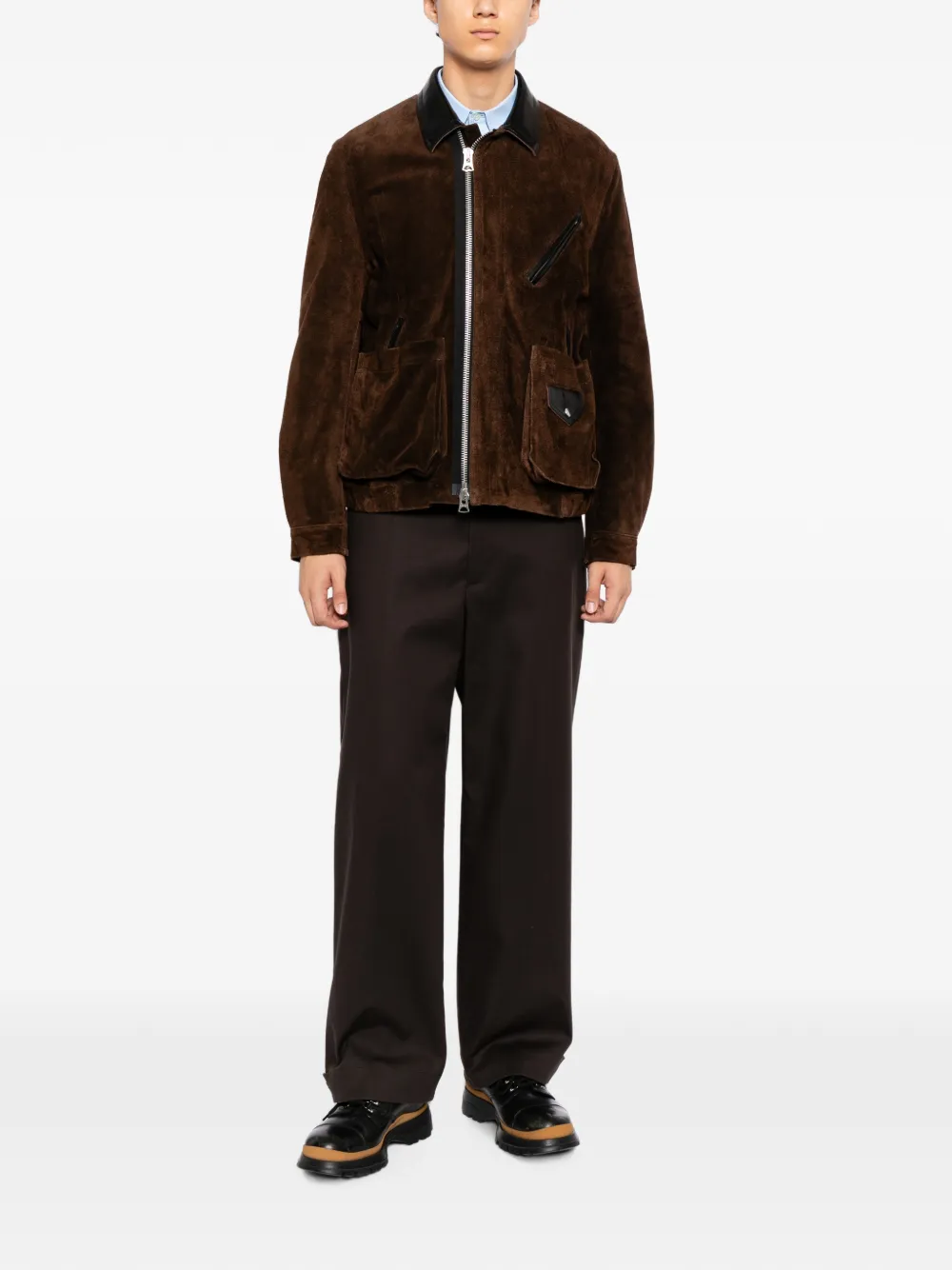 Sacai Suede Blouson | Brown | FARFETCH