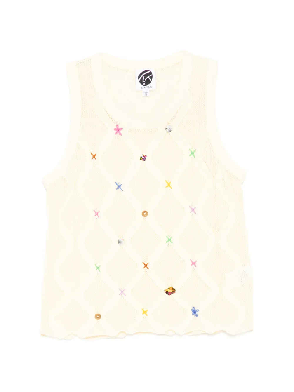 YANYAN KNITS Lattice tank top - Toni neutri
