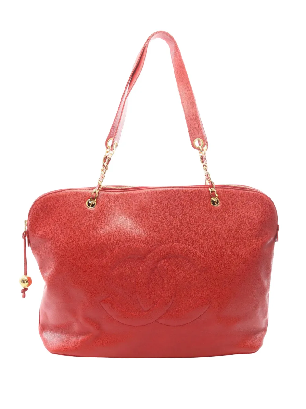 CHANEL Pre-Owned 1994-1996 CC Caviar Chain Tote Bag - Rot