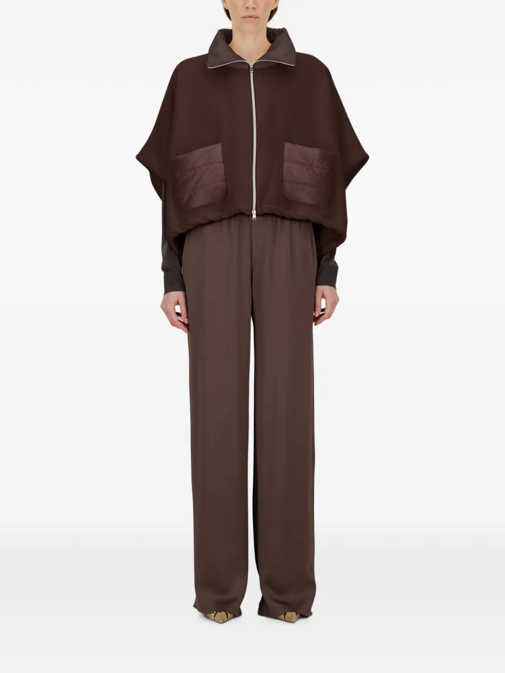 Herno Resort poncho met kimono mouwen Bruin