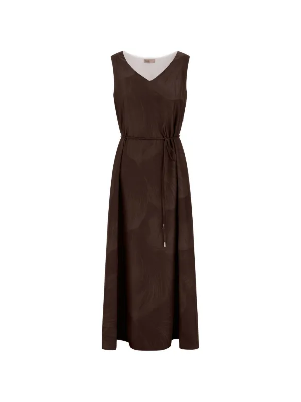 Herno Floral-print Silk Midi Dress in Brown