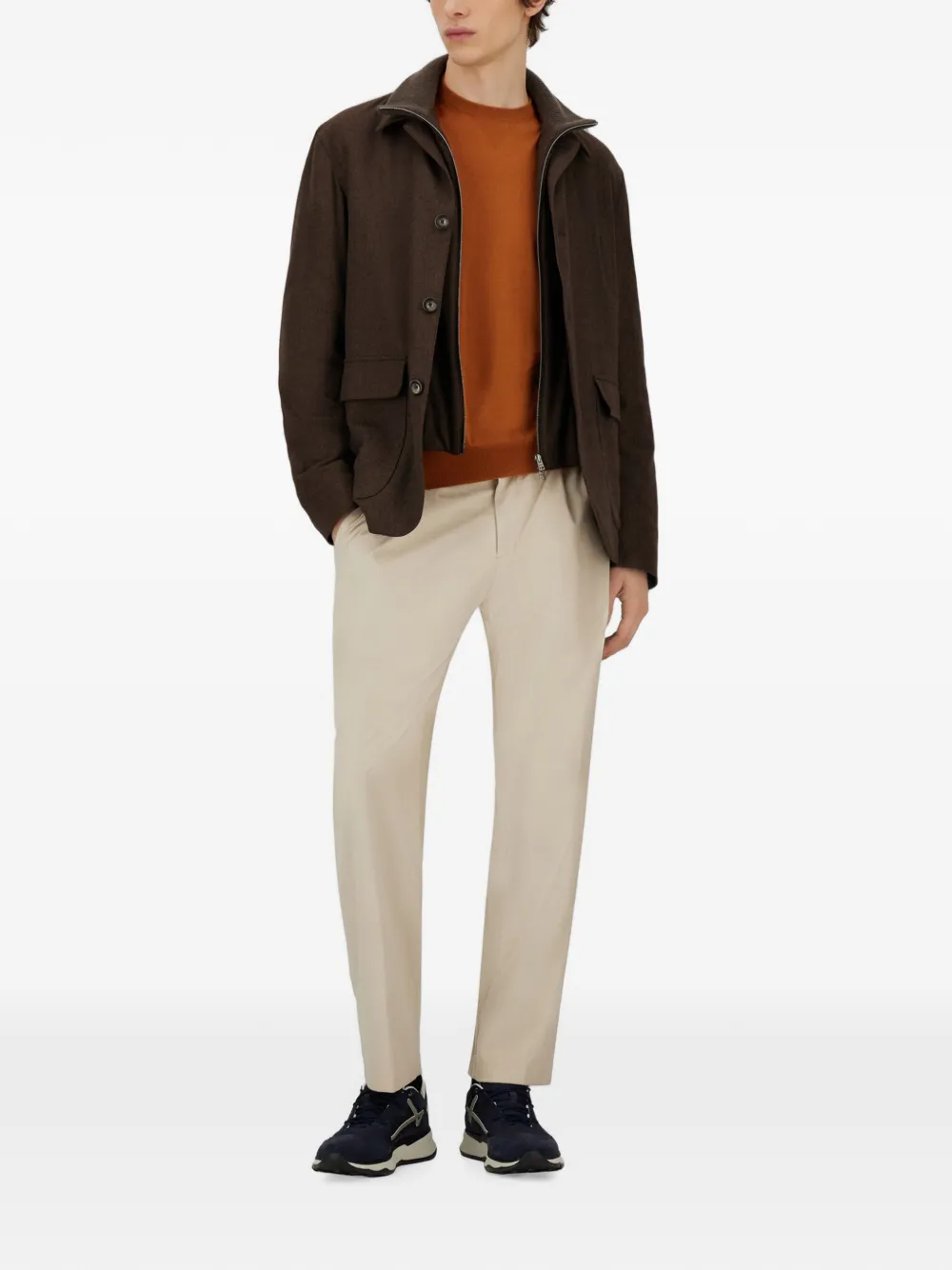 Herno Broek met suède-effect en trekkoord Wit