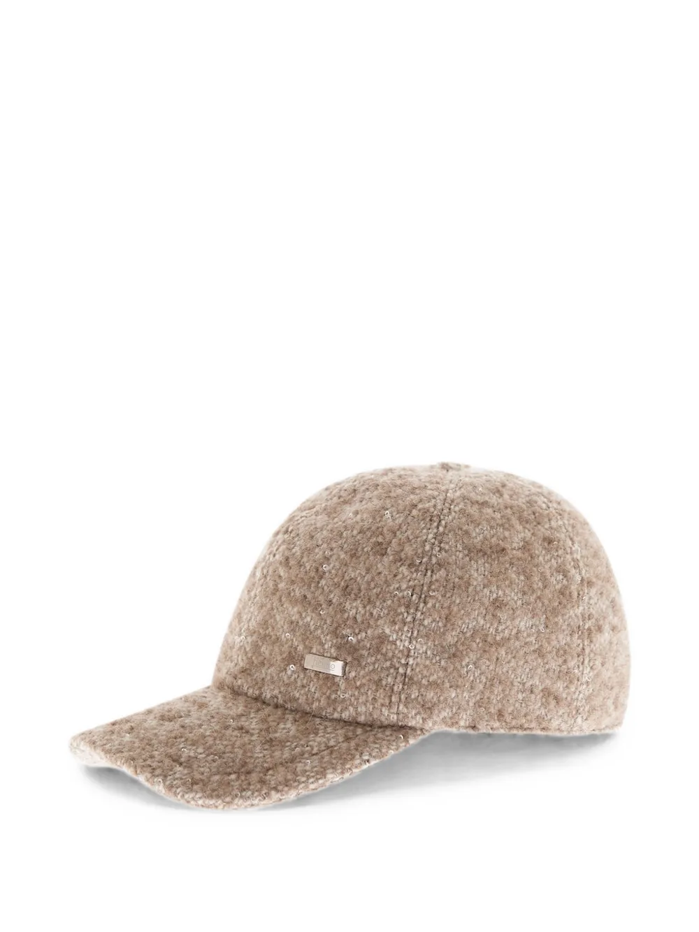Herno Bouclé honkbalpet met pailletten Beige