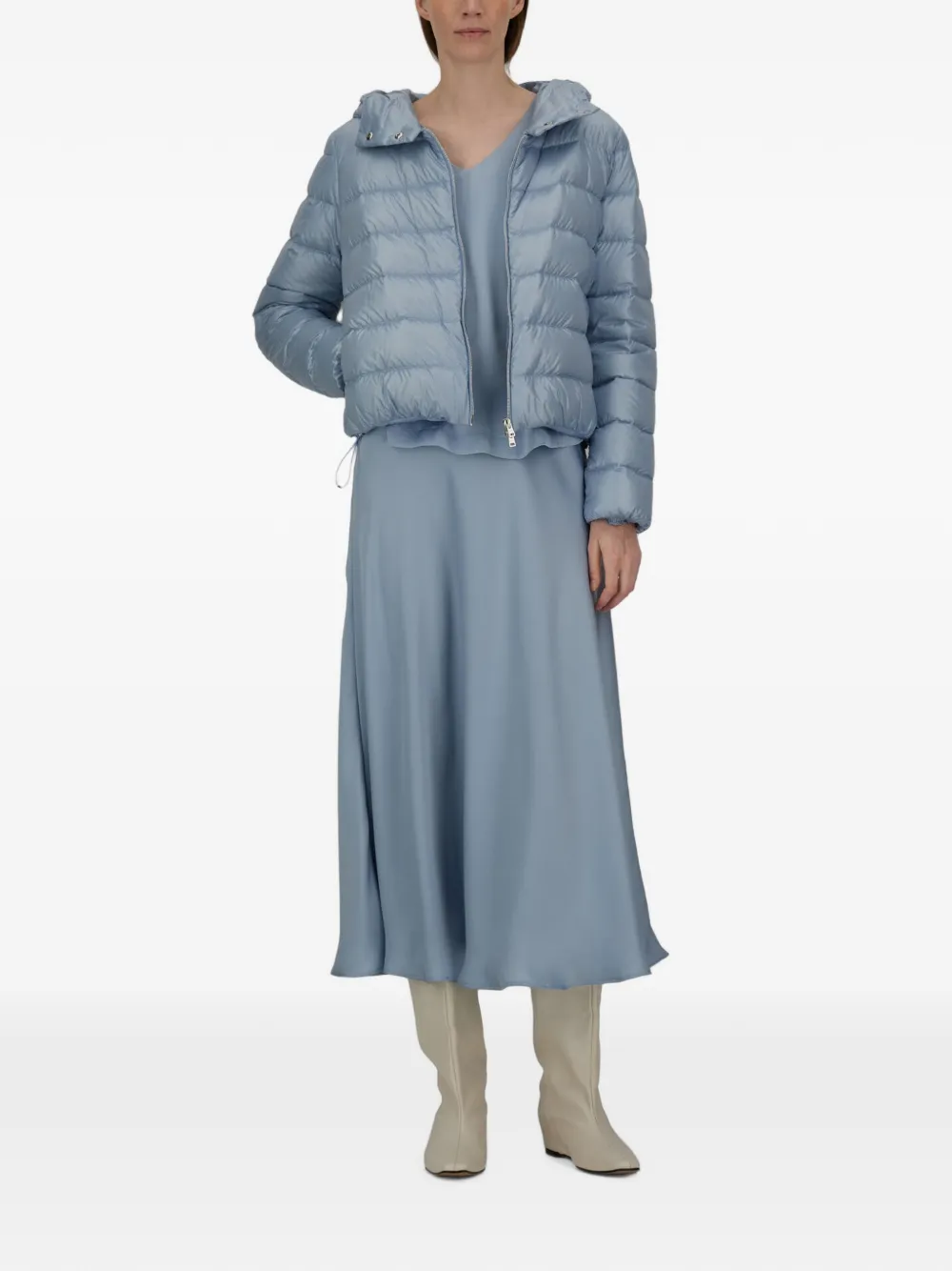 Herno Midi-rok met satijnen afwerking en logoplakkaat Blauw