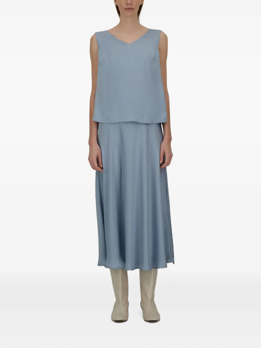Herno Midi-rok met satijnen afwerking en logoplakkaat Blauw