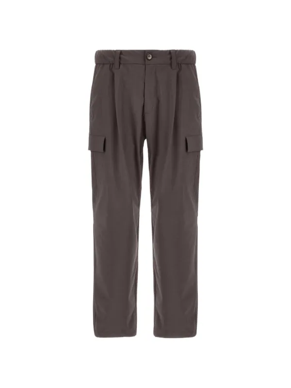Herno Melange-effect Pleated Trousers in Brown