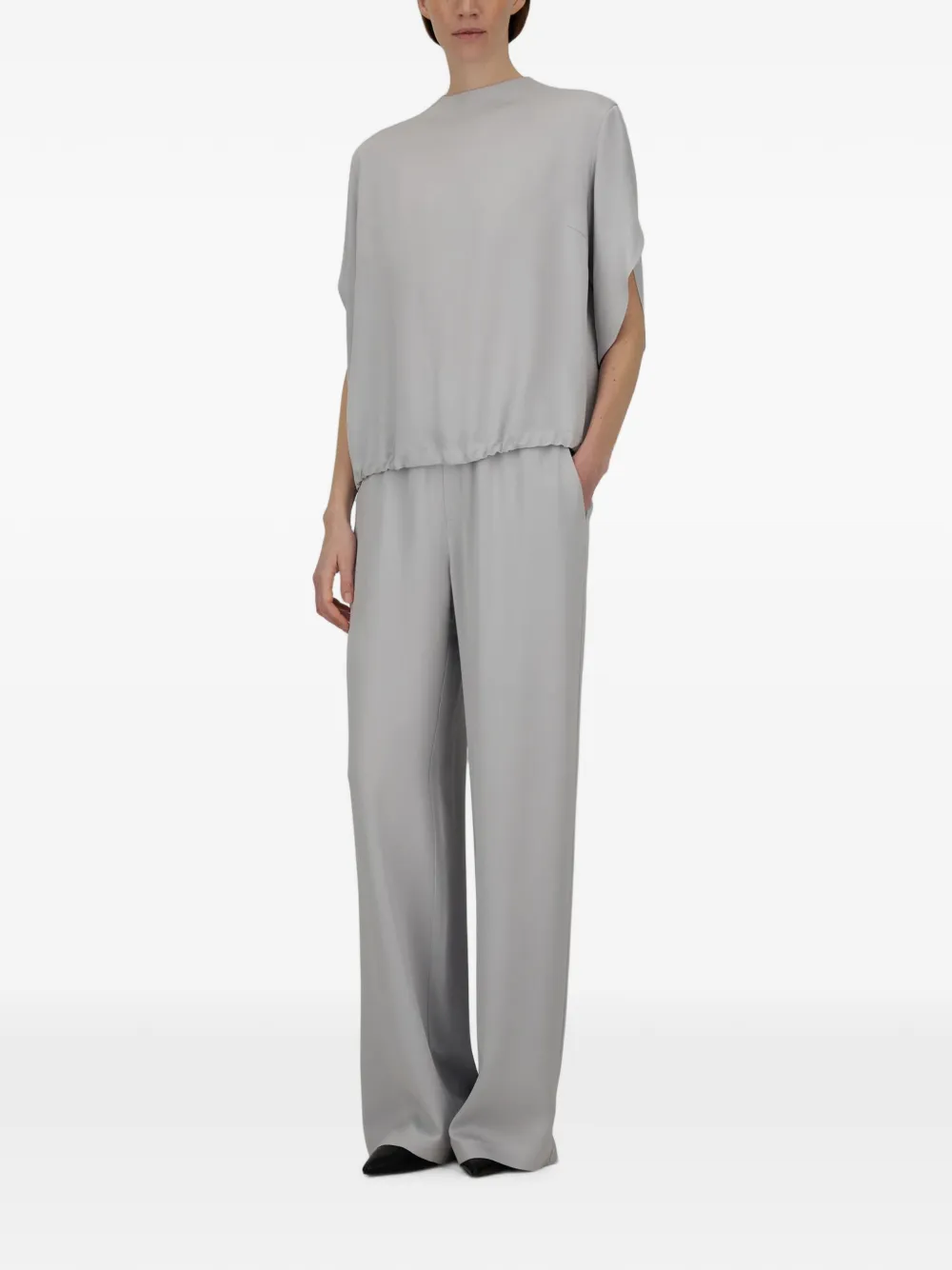 Herno Resort blouse met satijnen afwerking Grijs
