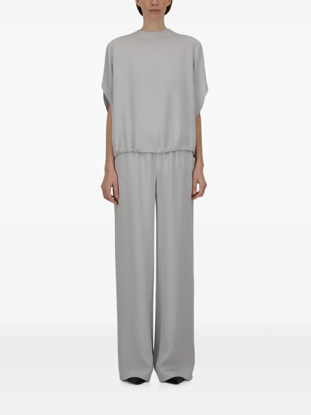 Herno Resort blouse met satijnen afwerking Grijs