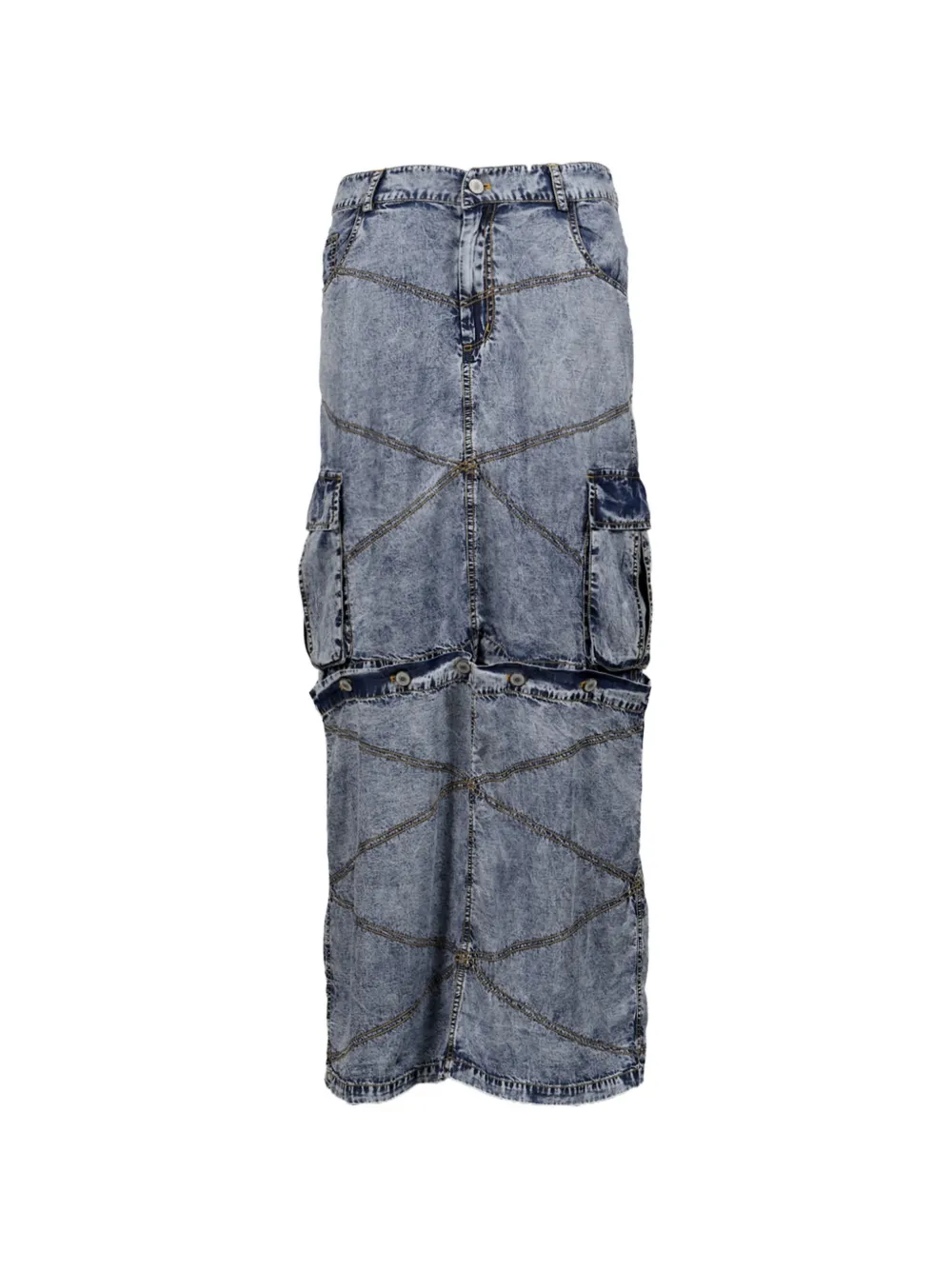Yueqi Qi acid-wash convertible maxi skirt - Blu