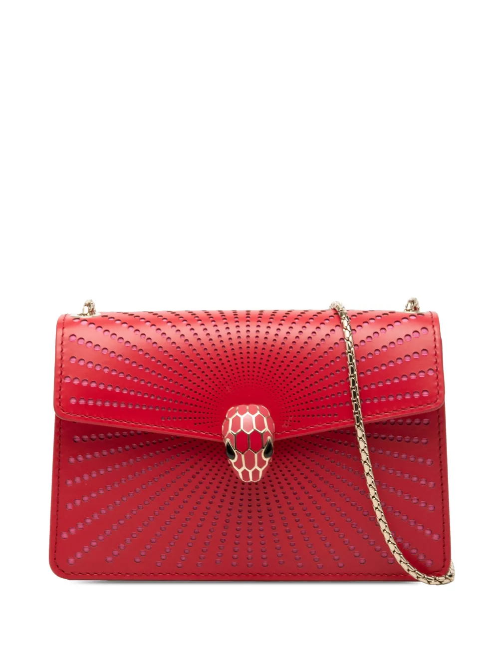 Bvlgari Pre-Owned Borsa a tracolla Serpenti Forever Diamond Blast Sunshine piccola in pelle di vitello con taglio laser 2010-2026 - Rosso