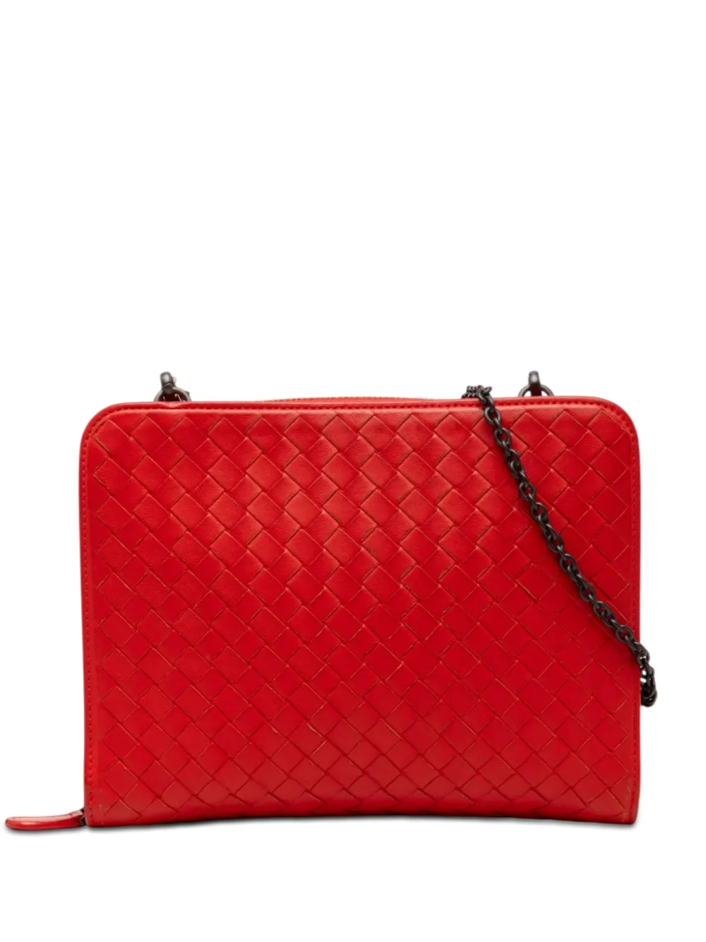 Bottega Veneta Pre-Owned Borsa a tracolla in nappa con design Intrecciato 2012-2026 - Rosso