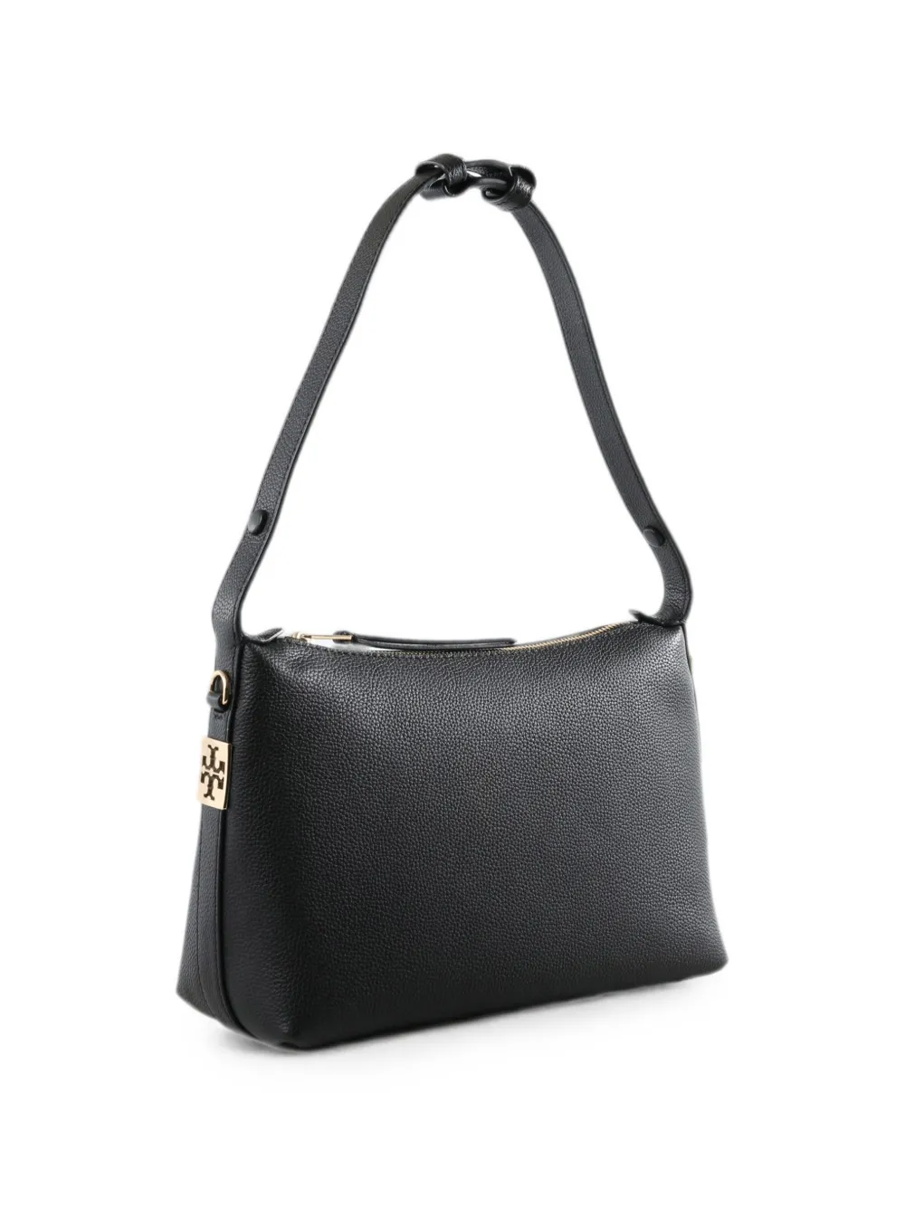 Tory Burch Kleine Mellow schoudertas van bewerkt leer met logoplakkaat Zwart
