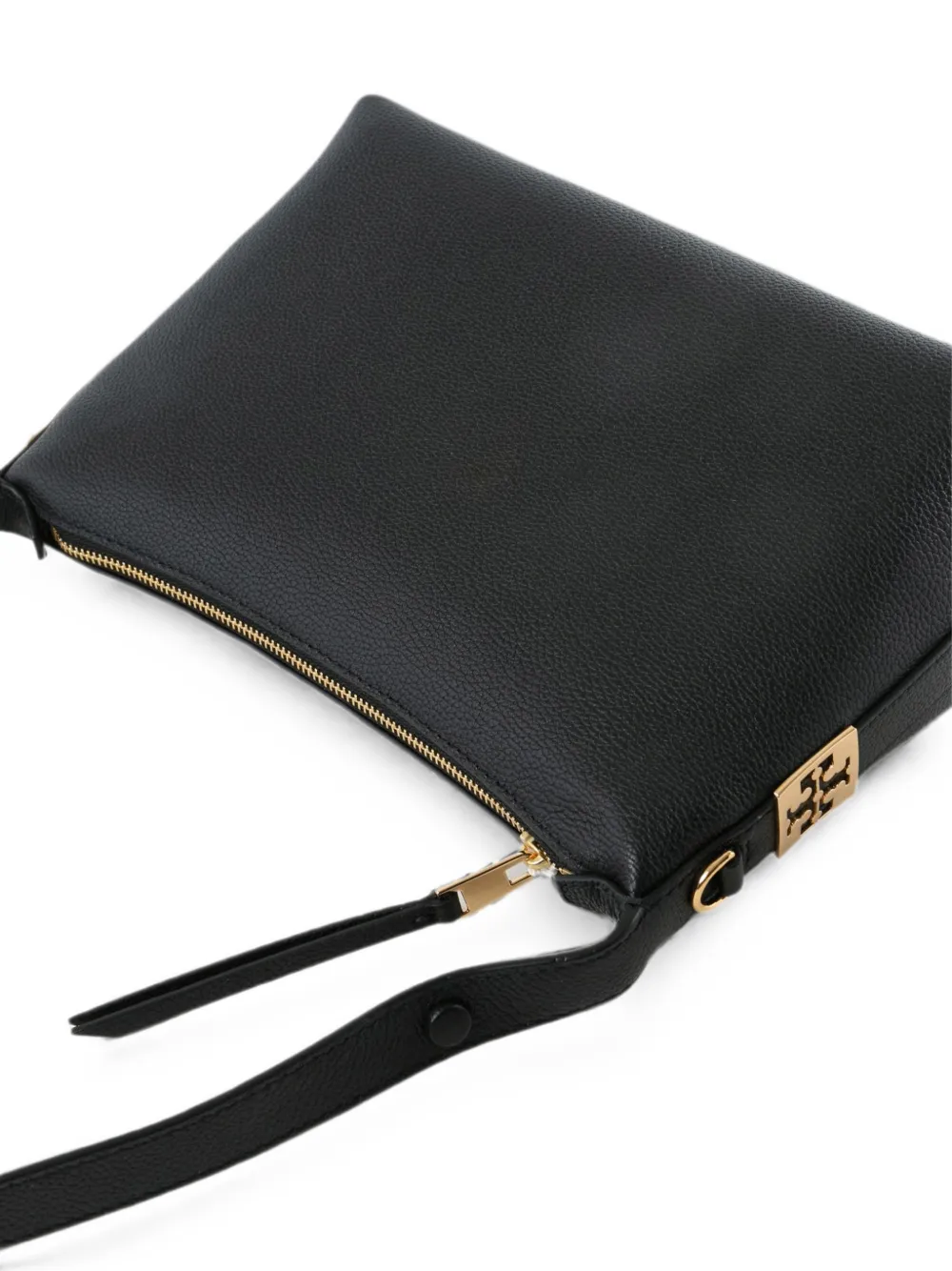 Tory Burch Kleine Mellow schoudertas van bewerkt leer met logoplakkaat Zwart