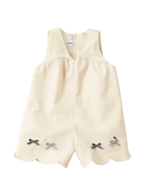 familiar bow-embellished scalloped dungarees