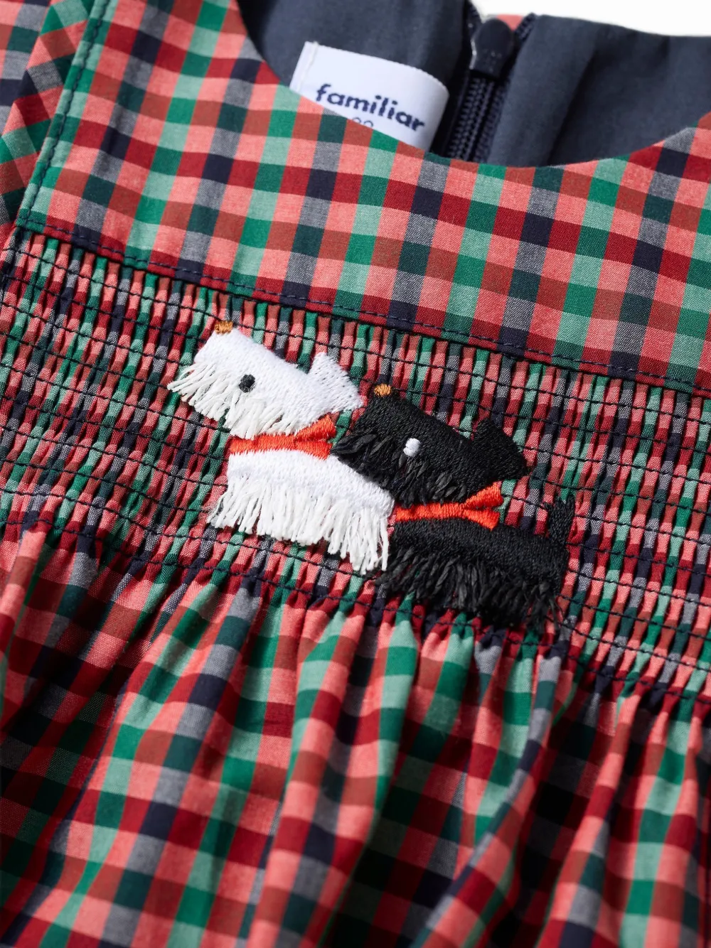 familiar Geruite gesmockte jurk Rood