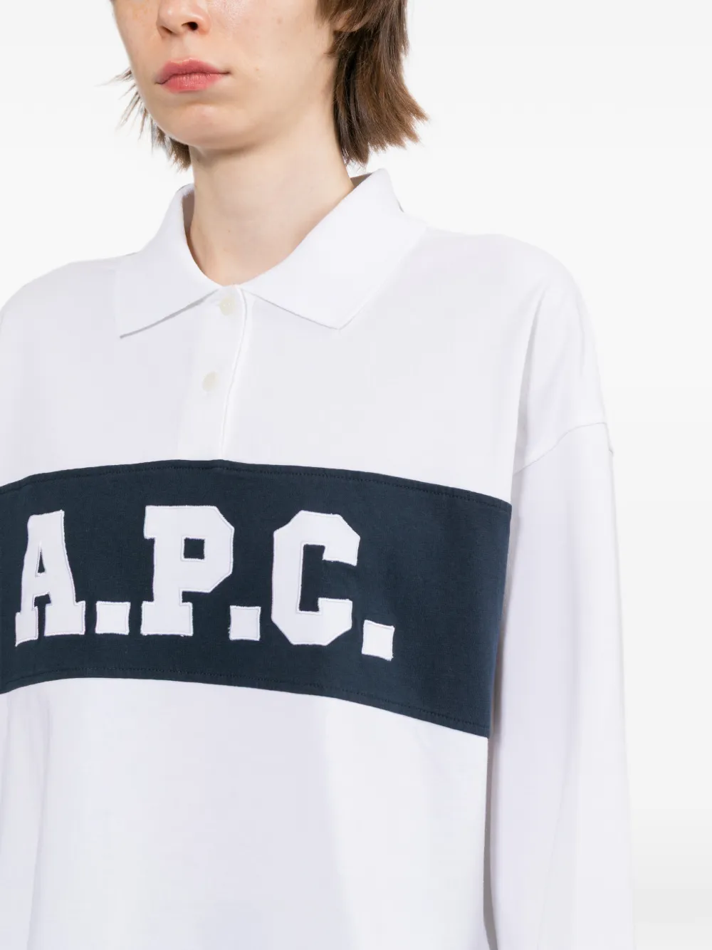 A.P.C. Poloshirt met geborduurd logo Wit