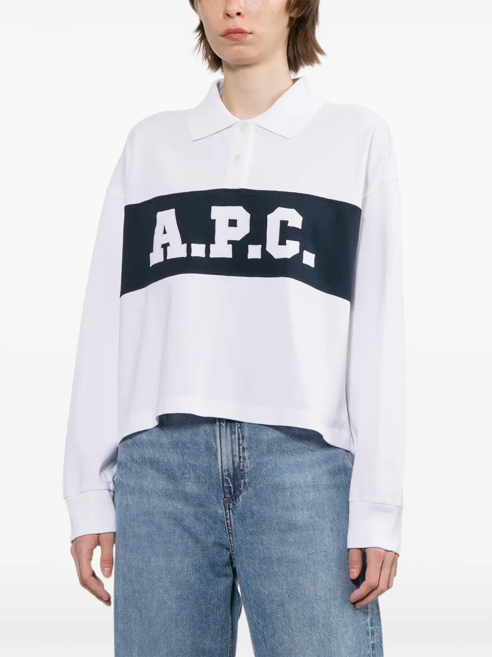 A.P.C. Poloshirt met geborduurd logo Wit
