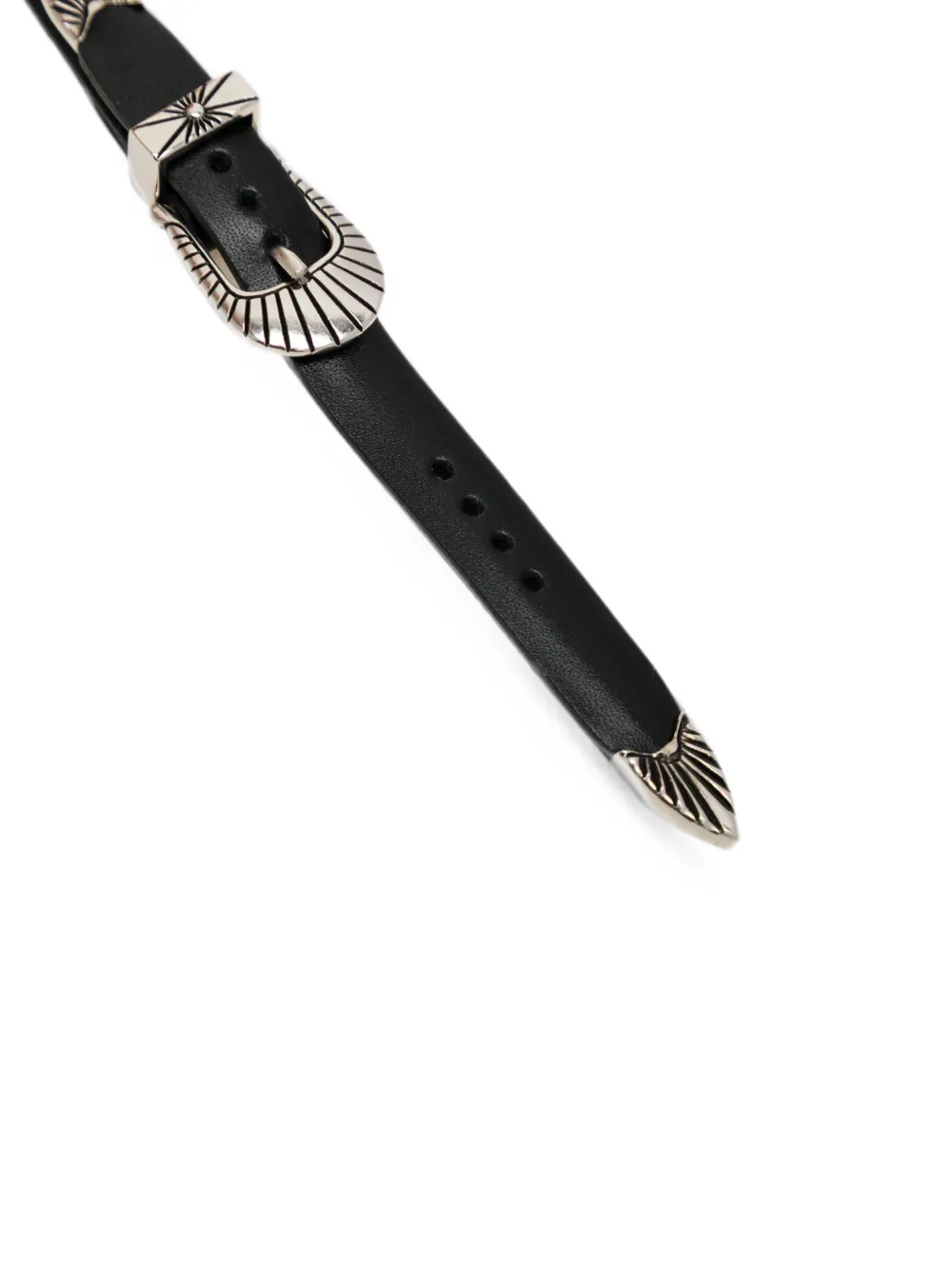 Toga Double Buckle Leather Bangle | Black | FARFETCH AU
