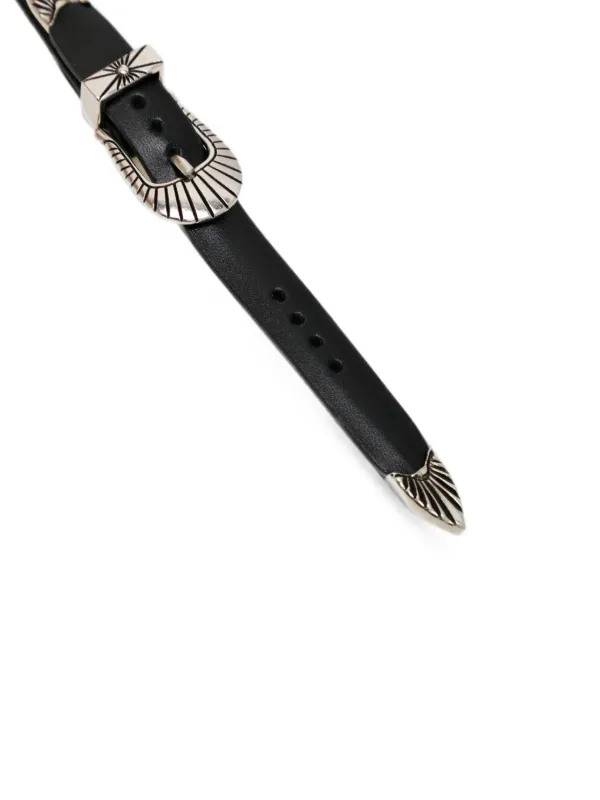 Toga Double Buckle Leather Bangle | Black | FARFETCH AU