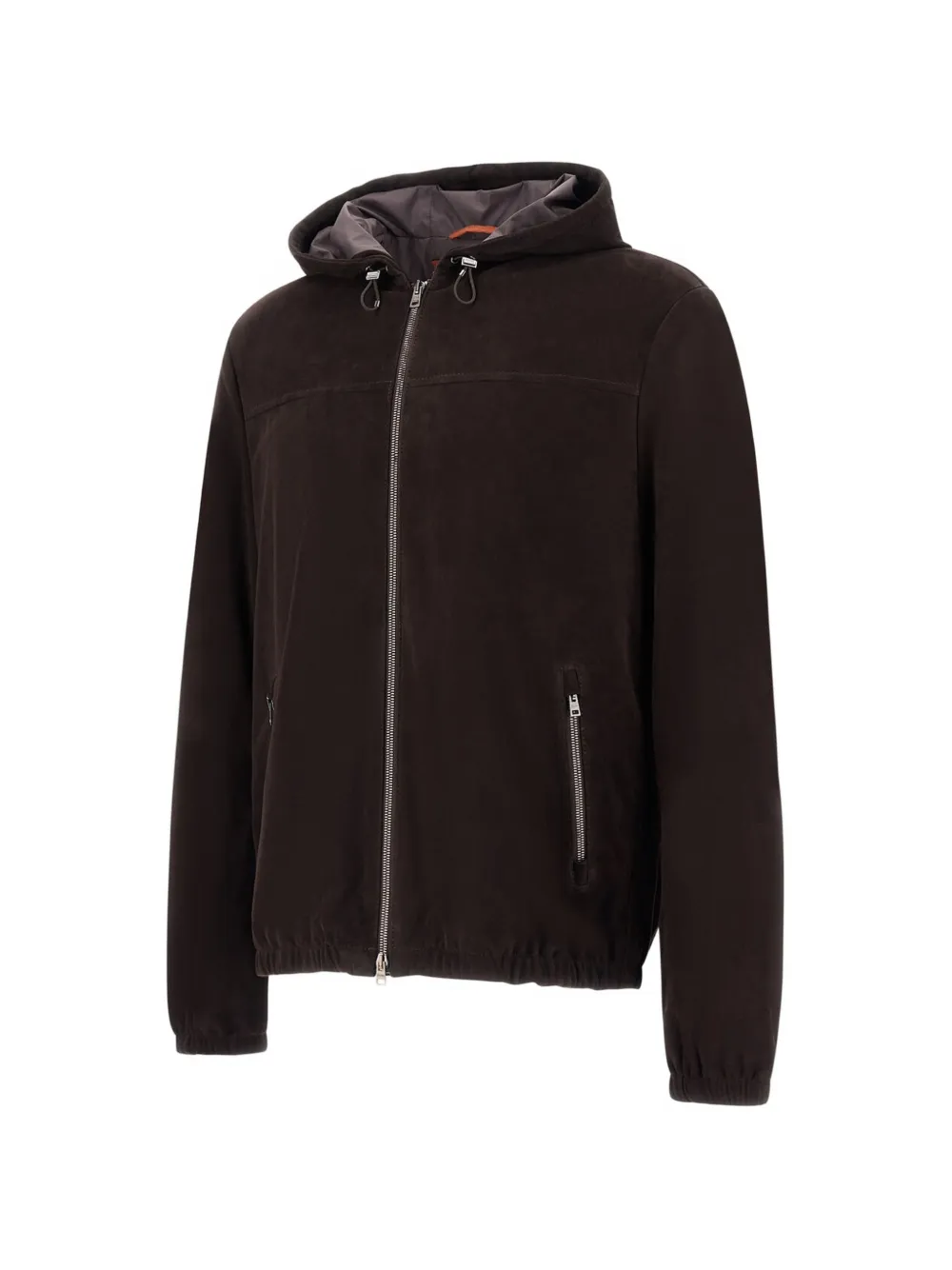 Herno Resort suède-leren jack met capuchon Bruin