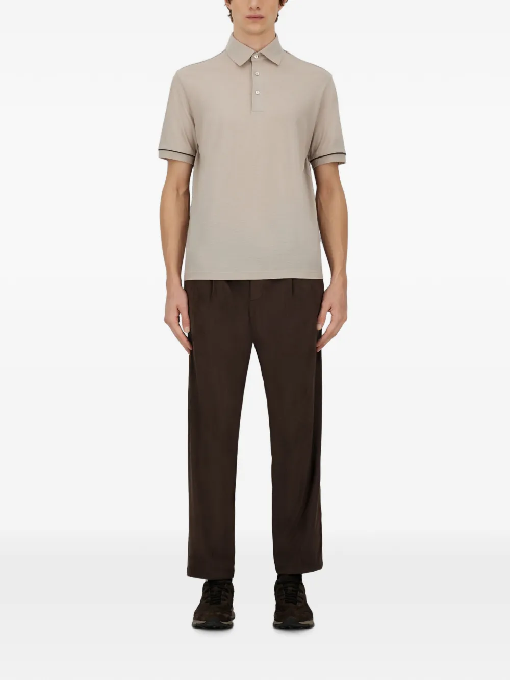 Herno Broek met suède-effect en trekkoord Bruin