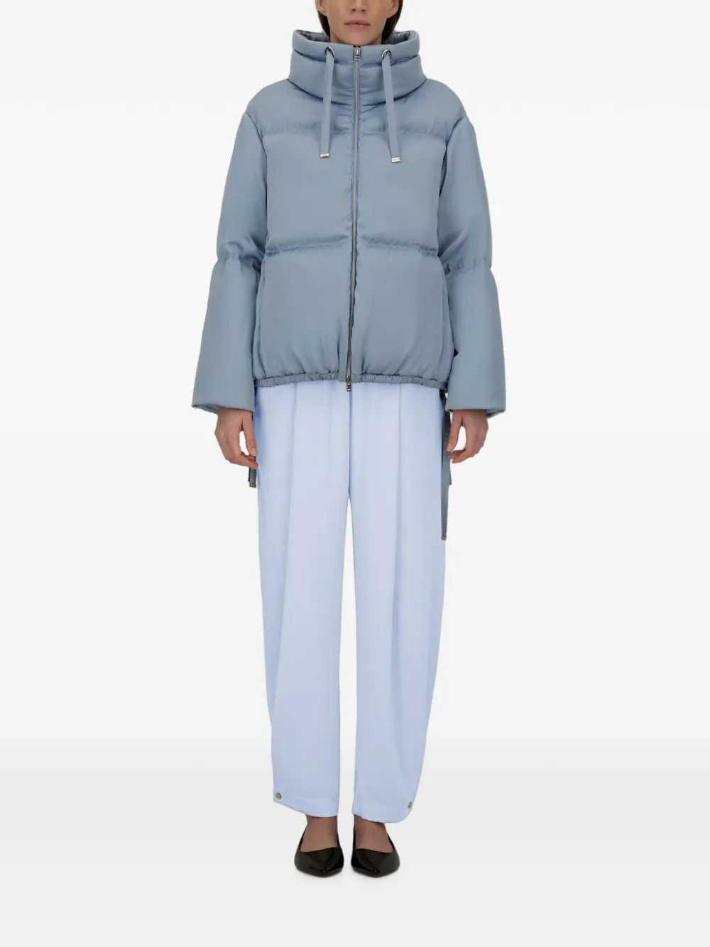 Herno Resort Satin-finish Straight Trousers in Blue, view 3