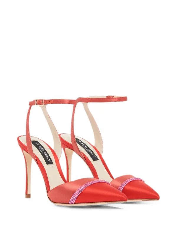 Giorgio Armani Court Shoes with Satin Strap in Red