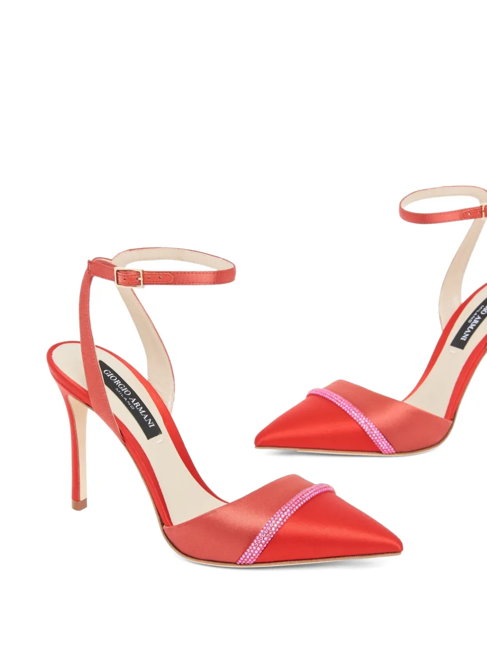 Giorgio Armani Court crystal-embellished pointed-toe pumps Rood