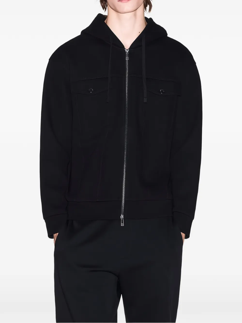 Armani Exchange zip-up pocket-detail hoodie - Nero