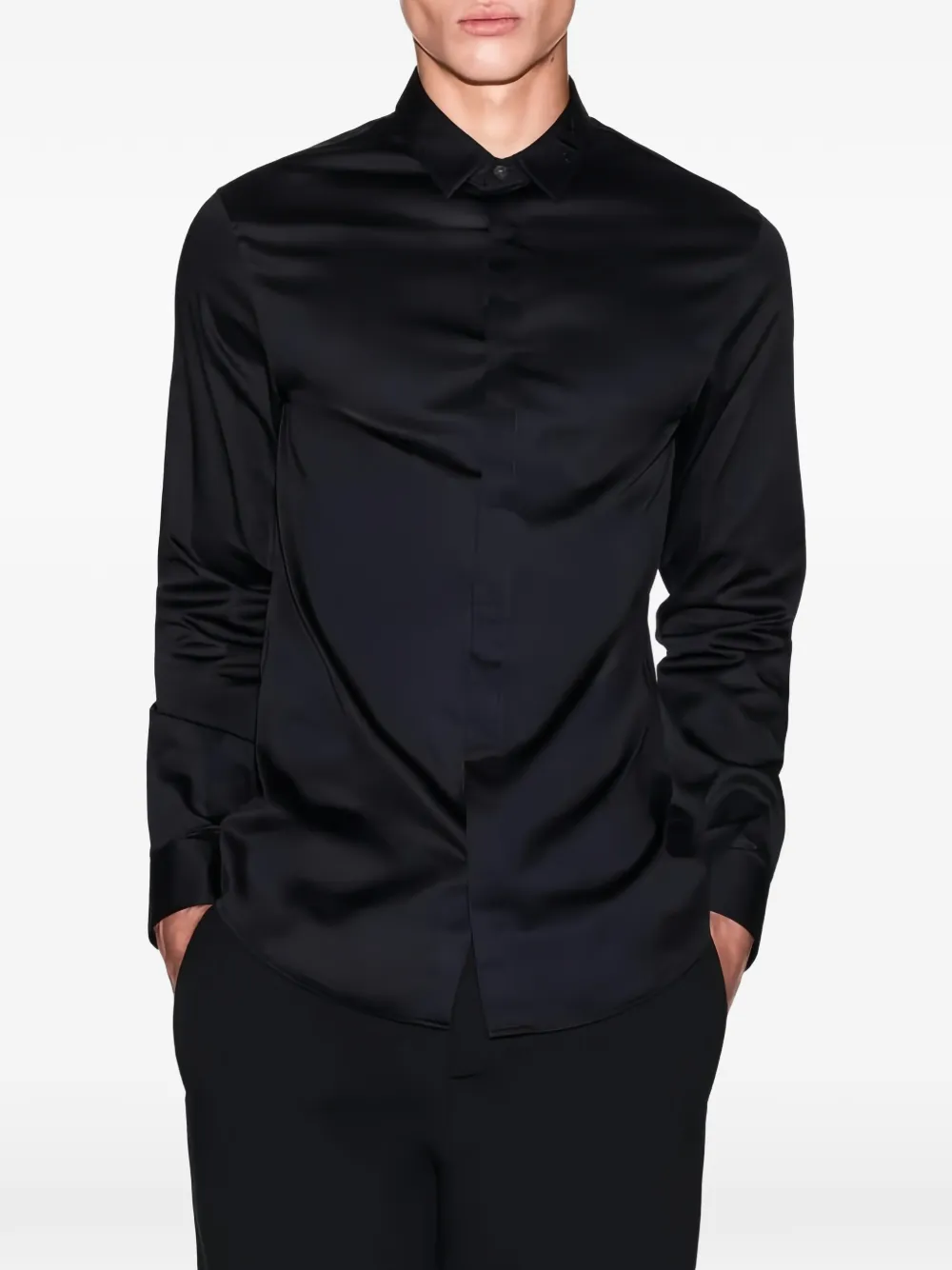 Armani Exchange Overhemd met geborduurd logo Zwart